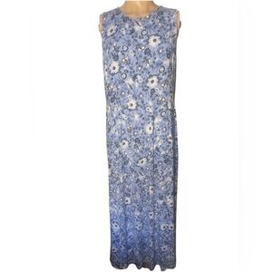 J.Jill Sleeveless Blue Floral Maxi Dress Size Large Tall